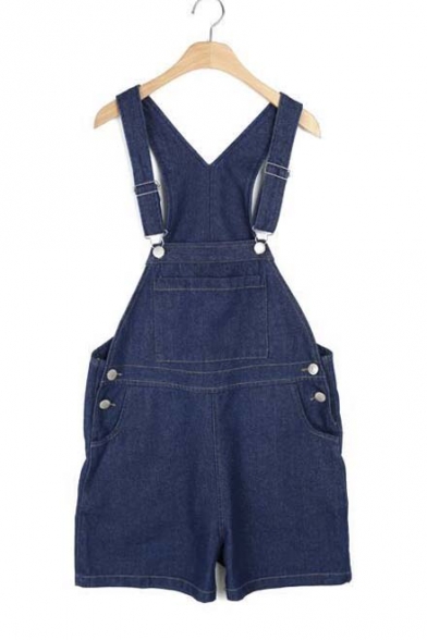 Women's Summer Relaxed Straight Denim Shorts Jeans Overalls Plus Size