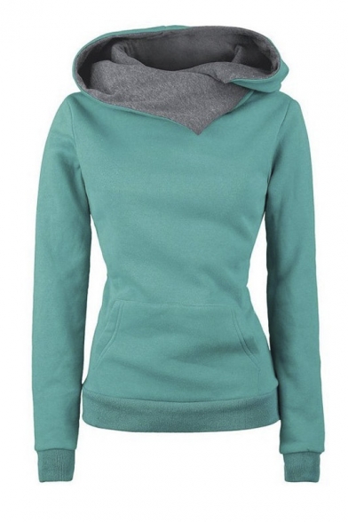 Women's High Collar Long Sleeve Hoodie Sweatshirt