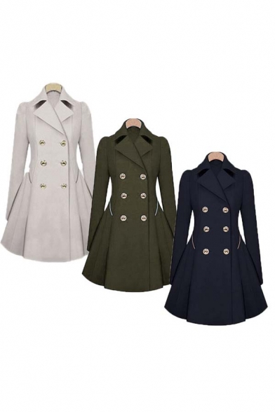 Hot Section OL Commuter Slim Long Sleeve Turn Down Collar Double Breasted Women's Trench Coat