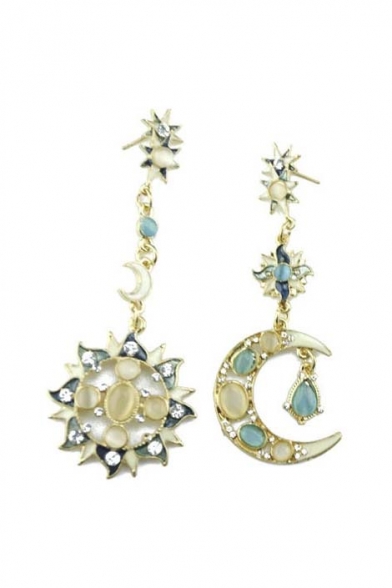 New Vintage Earrings Fashion Jewelry Sun Moon Star Ocean Goddess Gem Earrings