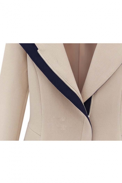 Women's Color Block Hooded Long Sleeve Faux Twinset Design Coat