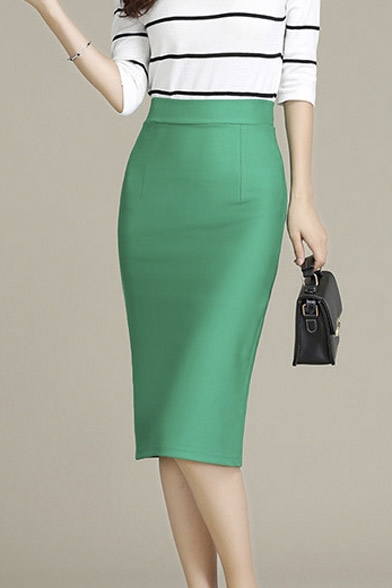 New Arrival Fashion Elegant High Waist Pencil Midi Skirt