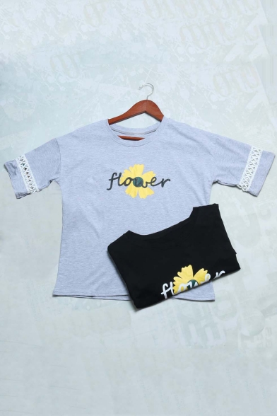New Arrival Fashionable Embroidered Flower Short Sleeve Round Neck T-shirt