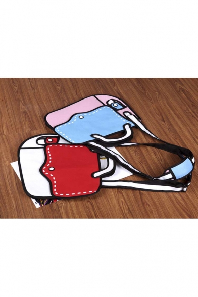 New Fashion Cartoon Color Block Canvas Shoulder Bag Tote Bag