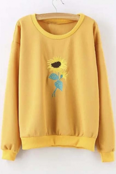 embroidered sunflower sweatshirt