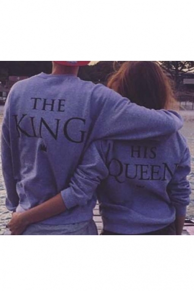 Fashion THE KING/HIS QUEEN Lovers Sweatshirt