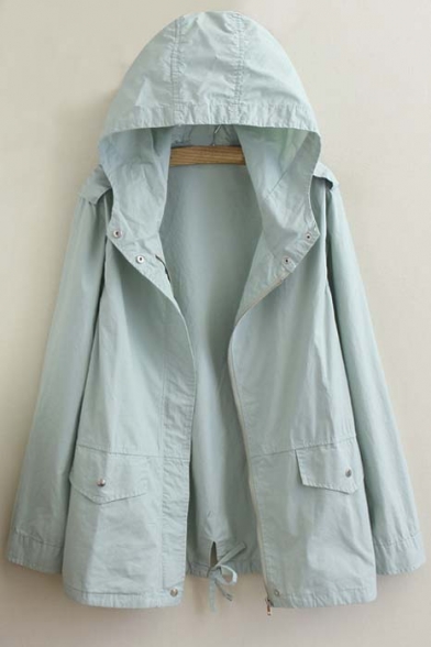 New Arrival Casual Loose Fit Hooded Coat Green/Blue/Dark Navy