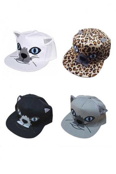New Cartoon Cat with Blue Eyes and Pointed Ears Baseball Cap/Unisex Hip-hop Hat