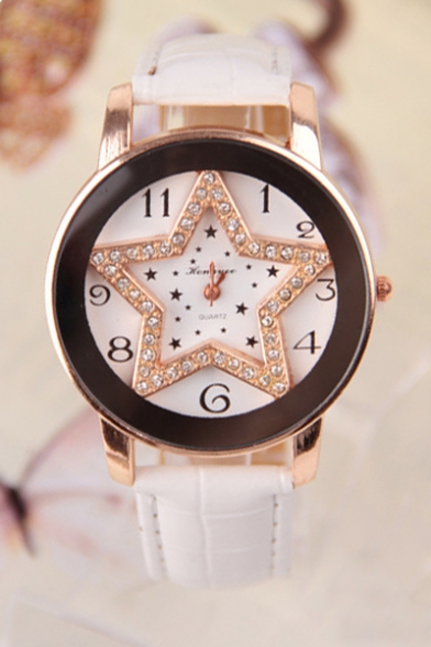 Women's Fashion Glittering Star Pattern Dial Quartz Watch