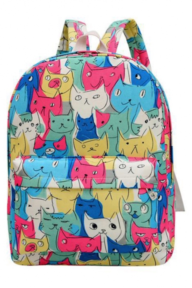 Fashionable Cute Cat Print Canvas Backpack School Bag/Travel Bag