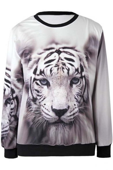 Women's Tiger Painting Thin Sweater Sweatshirt Good Quality