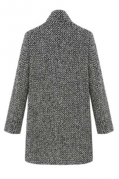 New Arrival Women's Fashion Winter Notched Lapel Tweed Coat