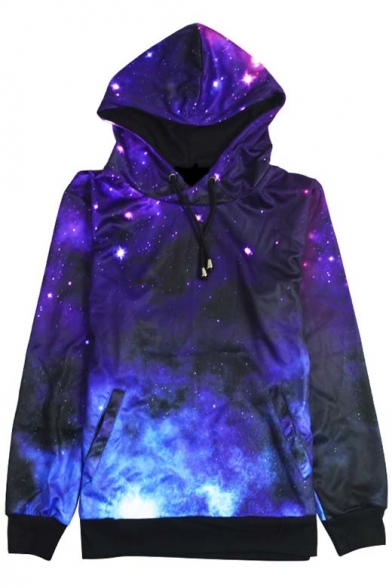 Unisex Fashion Galaxy Drawstring Hooded Sweatshirt