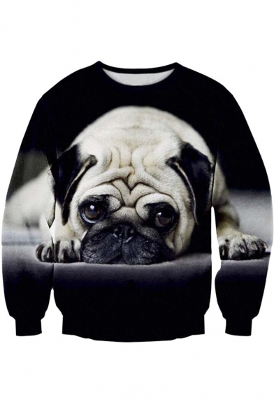 Unisex Fashion Shar-Pei Puppy Print Crew Neck Pullover Sweatshirt S-XL