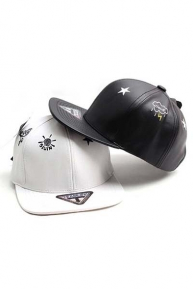Unisex Fashionable Cloud Print PU Baseball Cap Hip Hop Hats Black/White