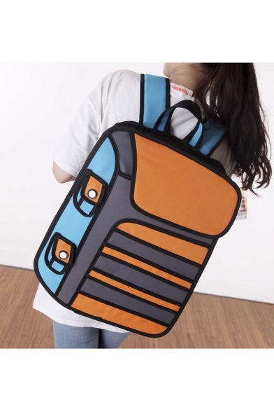 New Fashion Cartoon Color Block Backpack Laptop Bag/School Bag/Travel Bag