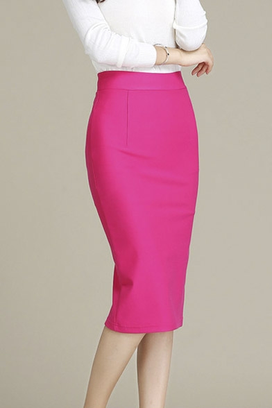 New Arrival Fashion Elegant High Waist Pencil Midi Skirt