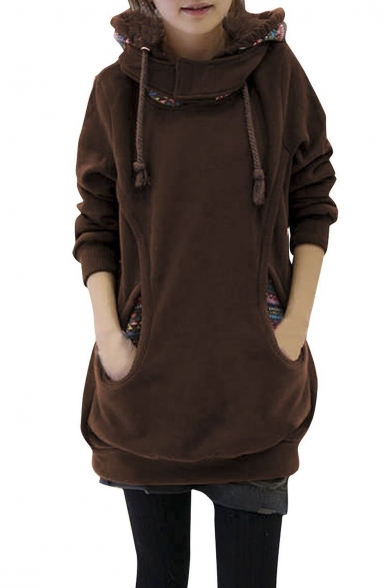 Women Winter Novelty Prints Pockets Front Lined Hoodie