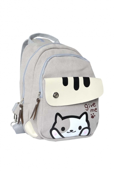 New Arrival Fashion Cute Cat Print Canvas Backpack - Beautifulhalo.com