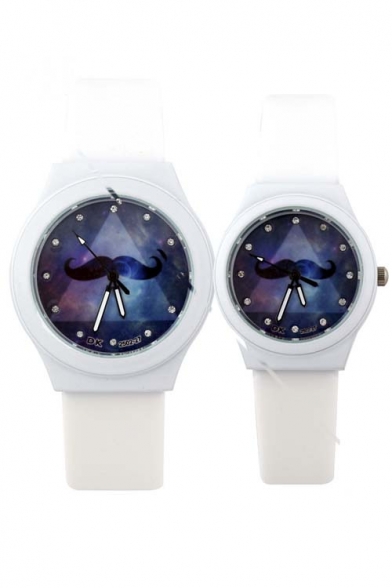 Fashion Unisex Moustache Galaxy Dial Lovers Watches