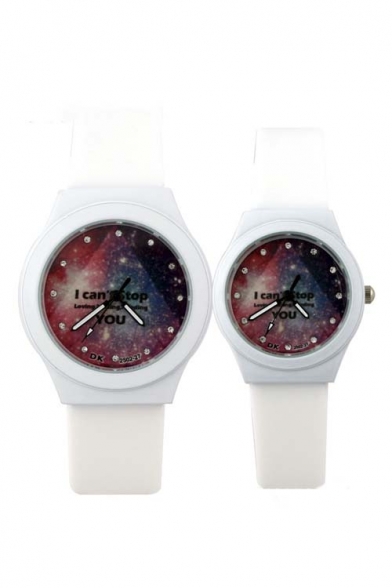 New Fashion Galaxy Letter Print Dial Lovers Watches