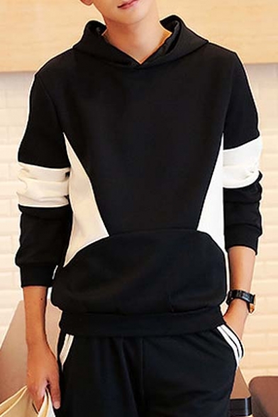 Unisex Fashion Color Block Long Sleeve Love Couple Hoodies Sweatshirt