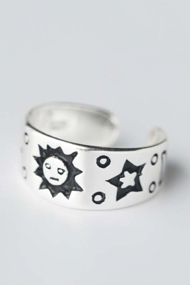 New Arrival Fashion Cute Sun Star Moon Pattern Adjustable Open Ring