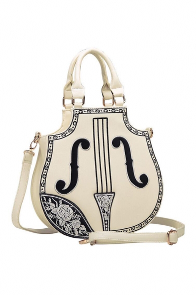 New Arrival Fashion Violin Design Embroidered Detail Crossbody Bag Tote Shoulder Bag