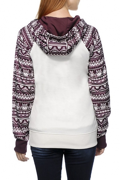 Women's Fall Winter Long Sleeve Floral Print Pullover Hoodie Sweatshirt