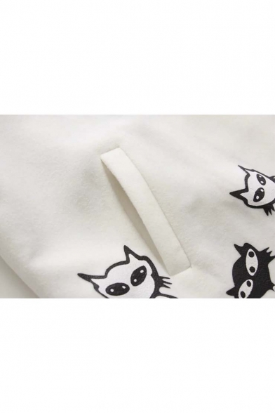 New Arrival Cute Cat Print Long Sleeve Hoodie Fall Winter Coat