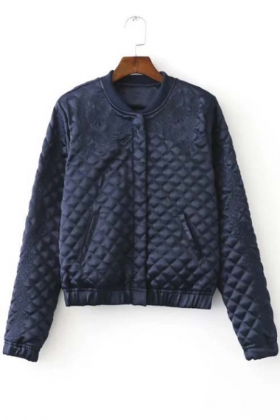 Stylish Embroidery Diamond Quilted Single-breasted Jacket