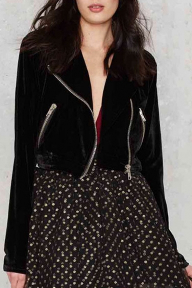 Women's Trendy Zipper Front Long Sleeve Cropped Coat