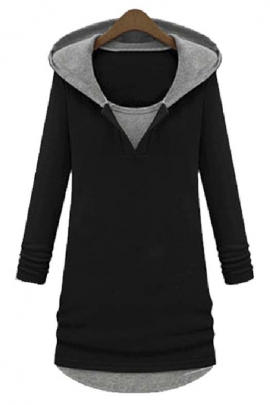 Plus Size Pullovers Long Sweatshirt Fashion Tracksuit Sweatshirts Faux Two Piece Woman Hoodies Pullovers Long