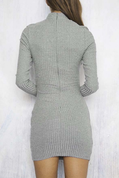 Cut Out V-neck Long Sleeve Bodycon Short Dress