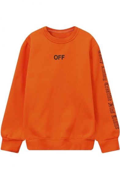 New Arrival Stylish OFF Letter Print Loose Pullover Sweatshirt