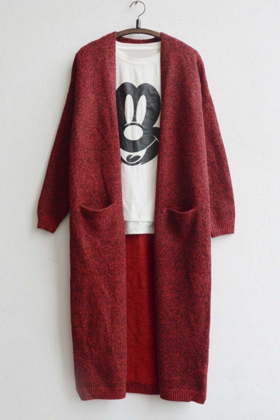 New Arrival Fashion Open-Front Maxi Cardigan with Pocket
