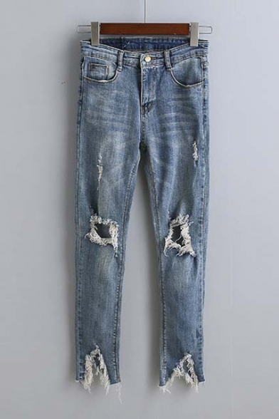 Fashion Destroyed Skinny Jean Open Knee Jean