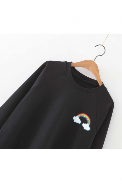 Hot Rainbow Print Long Sleeve Round Neck Sweatshirt