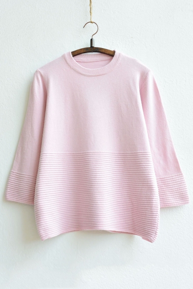 New Fashion Bell-Sleeve Round Neck Knitted Top