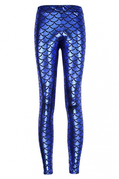 Blink Sexy Fish Scale Print Cropped Pencil Leggings