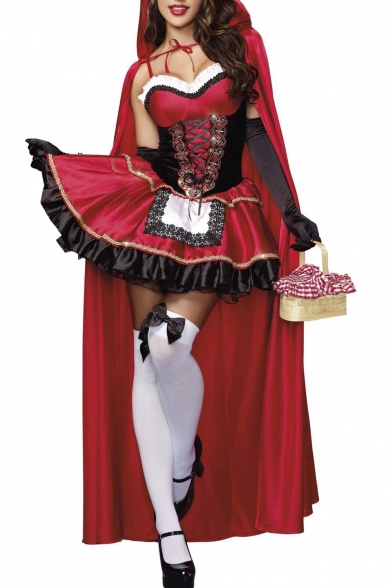 Hot Halloween Clothing Cape Cosplay Dress Red