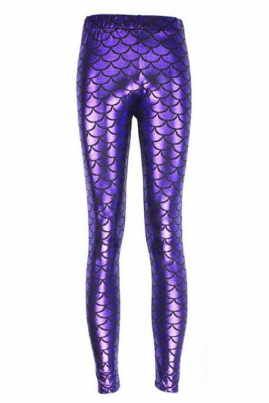 Blink Sexy Fish Scale Print Cropped Pencil Leggings