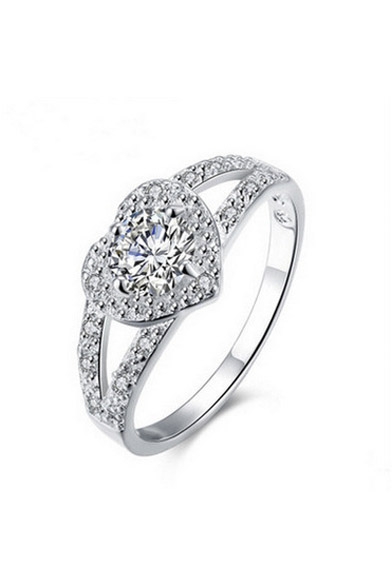 Couple Fashion Zircon Ring with Heart Diamond