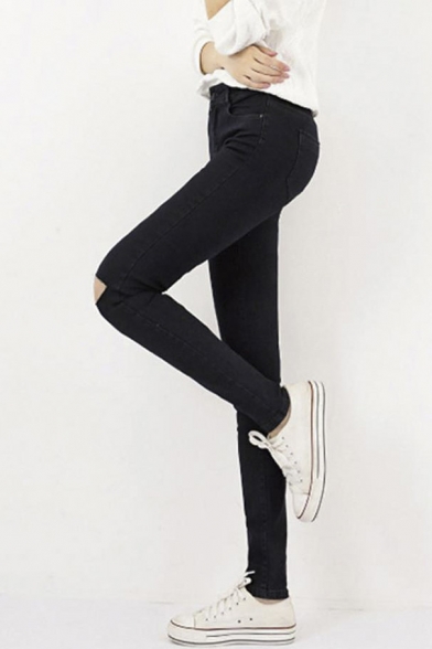 High Waist Stretchy Skinny Jeans in Black White