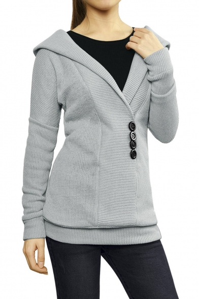 Woman Shawl Collar Hooded Sweater