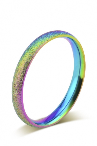 Fashion Titanium Steel Pearl Sand Colorful Rainbow Ring