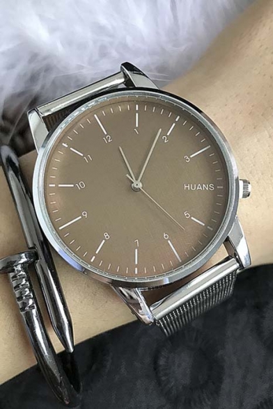 New Stylish Silver Alloy Mesh Belt Quartz Watch