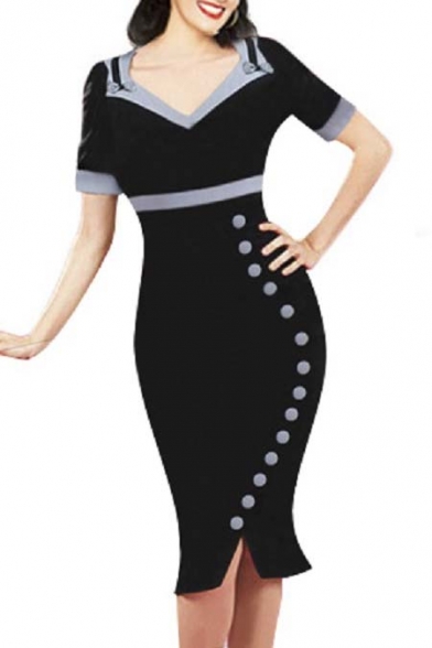 Women's Vintage Pinup Wiggle Dress Work Business Party Cocktail Dress
