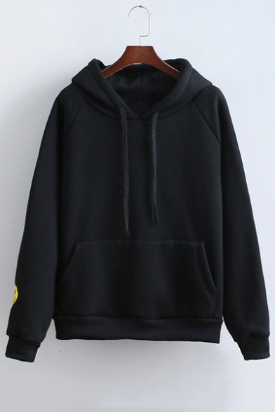 color block smile face hoodie