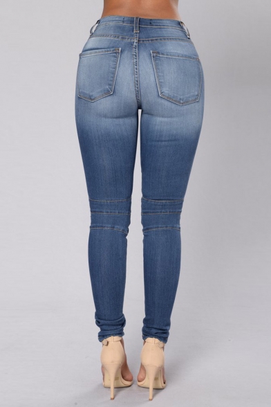 Women Denim Stretch Jeans Skinny Ripped Distressed Pants